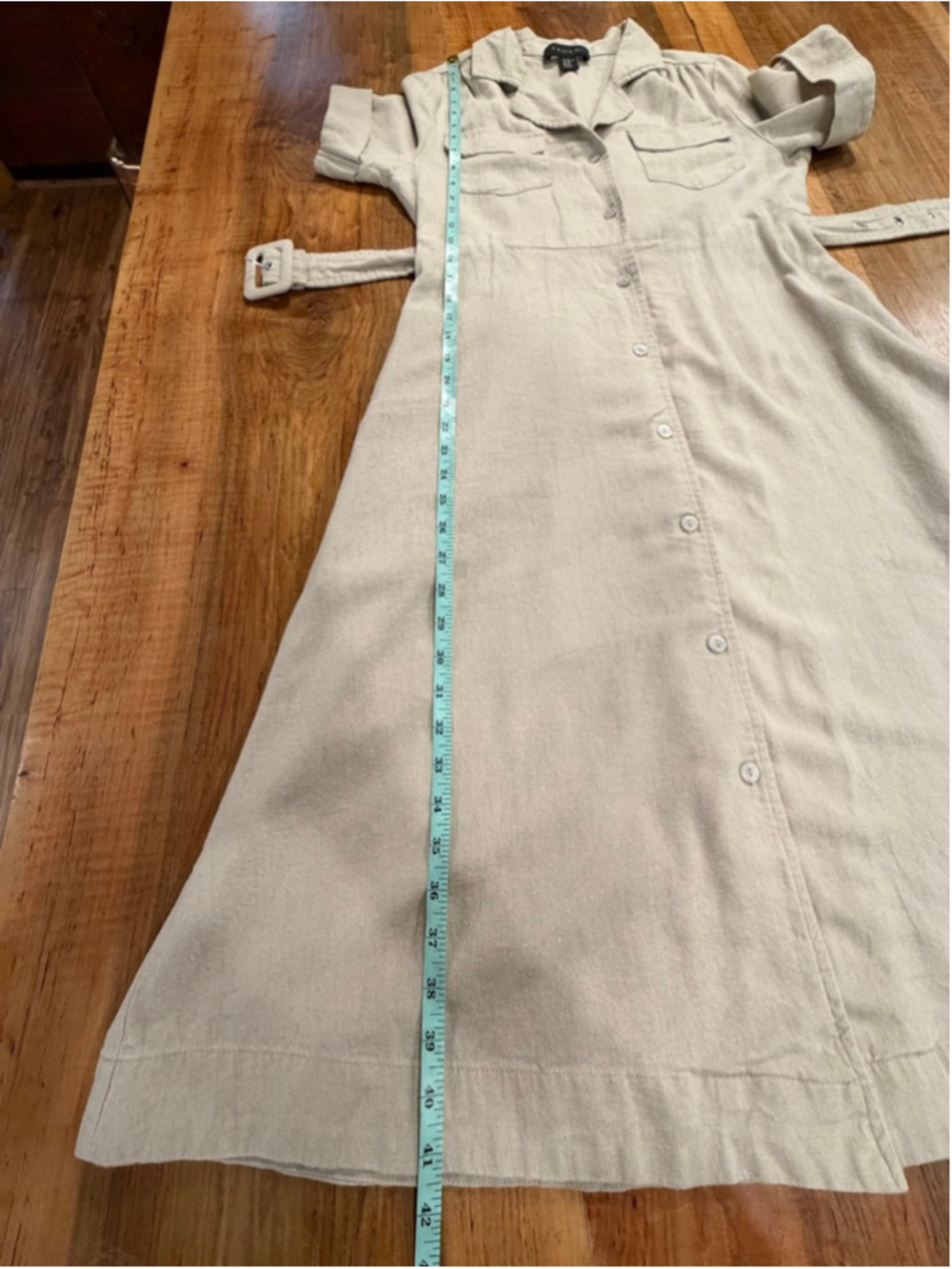 Tahari Linen Blend Belted Safari Midi Dress XS - Picture 11 of 11